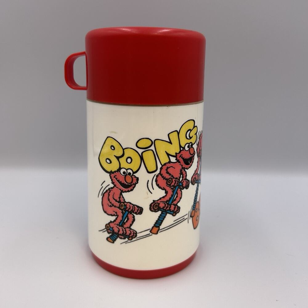 Vintage Aladdin Elmo Boing Boing Sesame Steet Thermos with Cup Lid Collectible